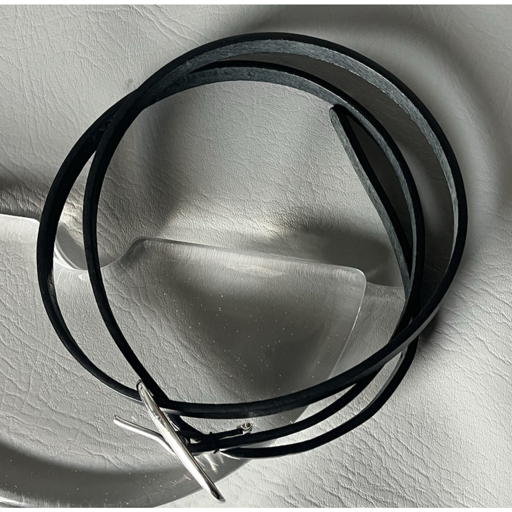 Banana Republic | Black Leather Belt | Size L 34-38 in | Silver Buckle | EUC - Picture 3 of 7